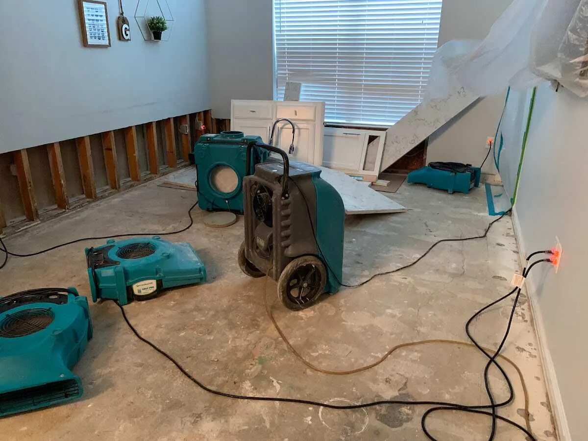 Dehumidifier in flood-cut room for Water Extraction & Removal in Clemson University